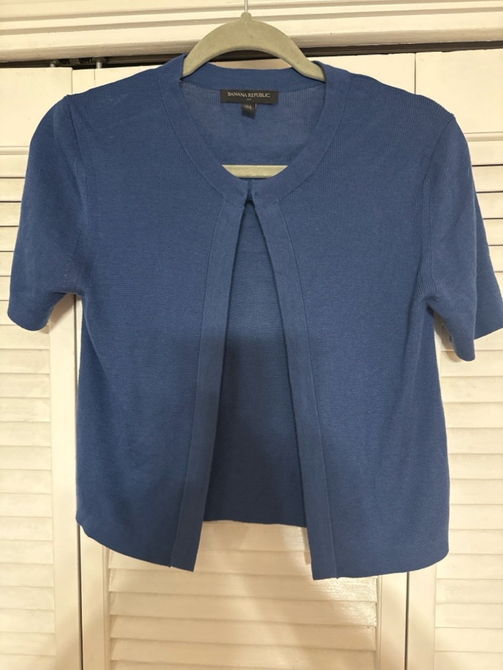 Banana Republic Royal Blue Short-Sleeve Open Front Cardigan